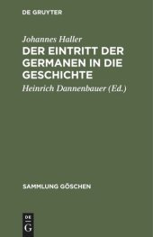 book Der Eintritt der Germanen in die Geschichte