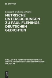 book Metrische Untersuchungen zu Paul Flemings deutschen Gedichten