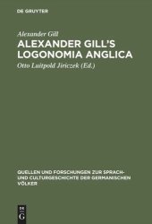 book Alexander Gill's Logonomia Anglica