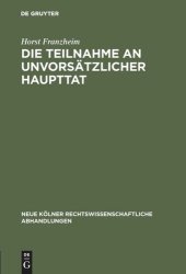 book Die Teilnahme an unvorsätzlicher Haupttat