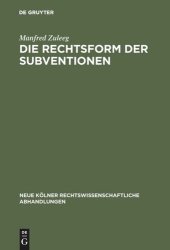 book Die Rechtsform der Subventionen