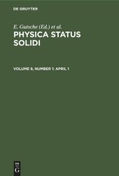 book Physica status solidi: Volume 9, Number 1 April 1