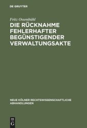 book Die Rücknahme fehlerhafter begünstigender Verwaltungsakte