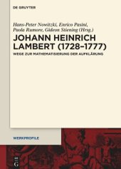 book Johann Heinrich Lambert (1728–1777): Wege zur Mathematisierung der Aufklärung