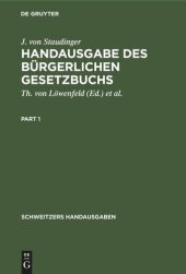 book Handausgabe des Bürgerlichen Gesetzbuchs: Auf Grund von J. v. Staudingers Kommentar