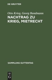 book Nachtrag zu Krieg, Mietrecht