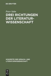 book Drei Richtungen der Literaturwissenschaft: Scherer – Walzel – Staiger