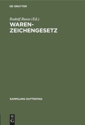 book Warenzeichengesetz: Nachtrag