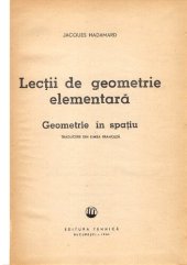 book Lecții de Geometrie Elementară. Geometrie în Spațiu