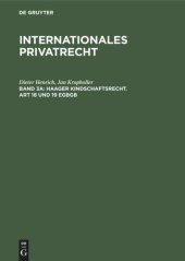 book Internationales Privatrecht: Band 3a Haager Kindschaftsrecht. Art 18 und 19 EGBGB