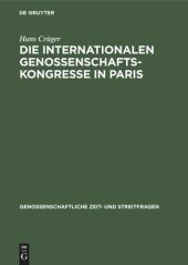 book Die internationalen Genossenschafts-Kongresse in Paris: Im Jahre 1900