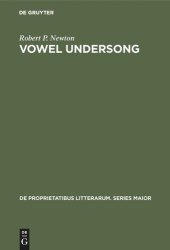 book Vowel undersong: Studies of vocalic timbre and chroneme patterning in German lyric poetry