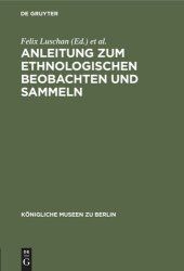 book Anleitung zum ethnologischen Beobachten und Sammeln