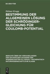 book Bestimmung der allgemeinen Lösung der Schrödinger-Gleichung für Coulomb-Potential