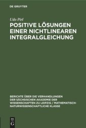 book Positive Lösungen einer nichtlinearen Integralgleichung