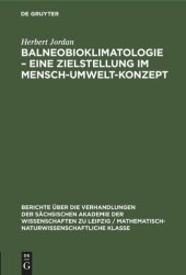 book Balneobioklimatologie – Eine Zielstellung im Mensch-Umwelt-Konzept