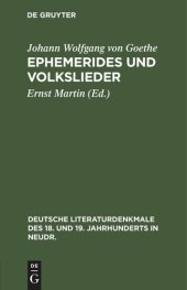 book Ephemerides und Volkslieder