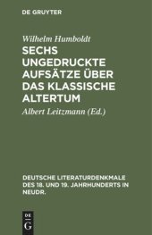 book Sechs ungedruckte Aufsätze über das klassische Altertum