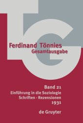 book Gesamtausgabe (TG). Band 21 1931: Einführung in die Soziologie. Schriften · Rezensionen