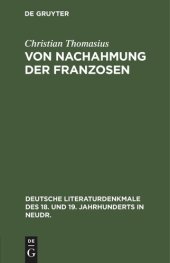 book Von Nachahmung der Franzosen