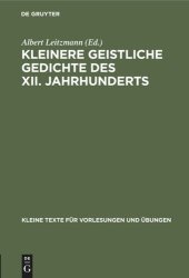 book Kleinere geistliche Gedichte des XII. Jahrhunderts