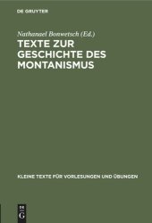 book Texte zur Geschichte des Montanismus