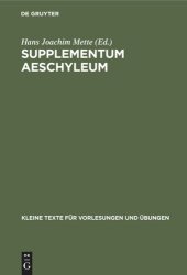 book Supplementum Aeschyleum