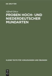 book Proben hoch- und niederdeutscher Mundarten