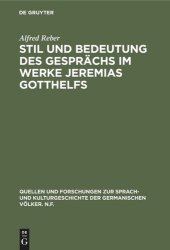 book Stil und Bedeutung des Gesprächs im Werke Jeremias Gotthelfs