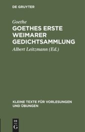 book Goethes erste Weimarer Gedichtsammlung: Mit Varianten