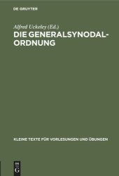 book Die Generalsynodal-Ordnung