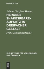 book Herders Shakespeare-Aufsatz in dreifacher Gestalt