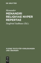 book Menandri reliqviae nvper repertae