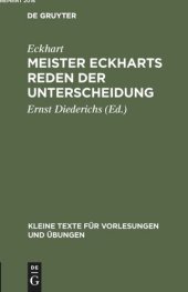 book Meister Eckharts Reden der Unterscheidung