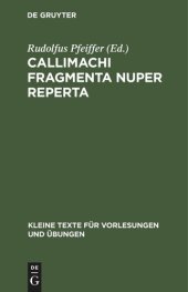 book Callimachi Fragmenta nuper reperta