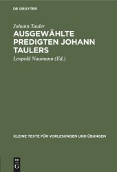 book Ausgewählte Predigten Johann Taulers