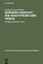 book Bürgers Gedicht: Die Nachtfeier der Venus