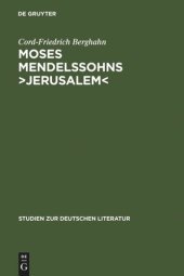 book Moses Mendelssohns ›Jerusalem‹: Ein Beitrag zur Geschichte der Menschenrechte und der pluralistischen Gesellschaft in der deutschen Aufklärung