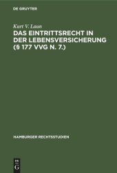 book Das Eintrittsrecht in der Lebensversicherung (§ 177 VVG n. 7.)