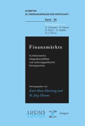 book Finanzmärkte: Funktionshinweise, Integrationseffekte und ordnungspolitische Konsequenzen