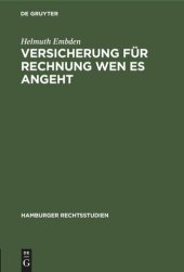 book Versicherung für Rechnung wen es angeht