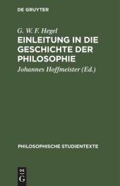 book Einleitung in die Geschichte der Philosophie