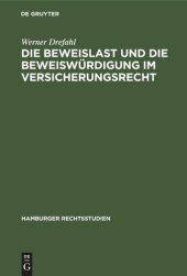 book Die Beweislast und die Beweiswürdigung im Versicherungsrecht