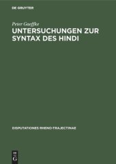 book Untersuchungen zur Syntax des Hindi