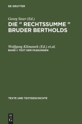 book Die »Rechtssumme« Bruder Bertholds: Band I–IV Text der Fassungen