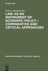 book Law as an Instrument of Economic Policy – Comparative and Critical Approaches