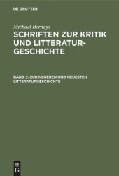 book Schriften zur Kritik und Litteraturgeschichte: Band 3 Zur neueren und neuesten Litteraturgeschichte