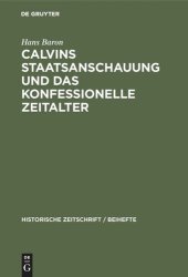 book Calvins Staatsanschauung und das konfessionelle Zeitalter