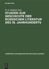 book Studien zur Geschichte der russischen Literatur des 18. Jahrhunderts