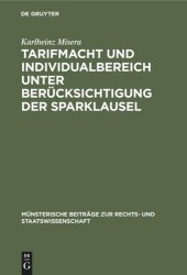 book Tarifmacht und Individualbereich unter Berücksichtigung der Sparklausel